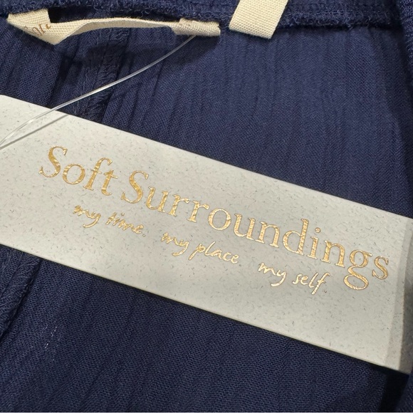 Soft Surroundings Deep Blue A-Line Skirt with White Embroidery - Picture 4 of 8